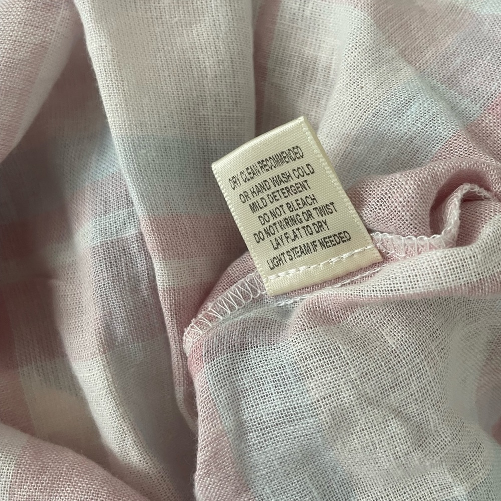 Lovestitch Pale Pink Blue Linen Halter Wrap Plaid Top Size Medium - Picture 7 of 8